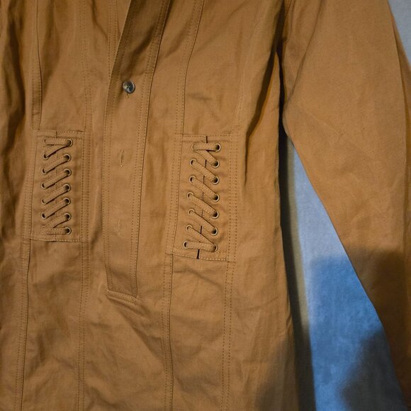 A.L.C. Rust Brown Cotton Long-Sleeve Dress Lace-Up Detailing/ Button Closure   2 - Picture 4 of 6